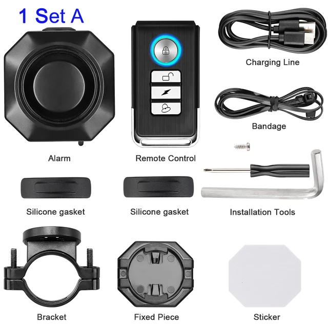Elecpow Wireless Waterproof Bike Vibration Alarm USB Charging  Remote Control Motorcycle Electric Bicycle Security Burglar Alarm 1 Set A