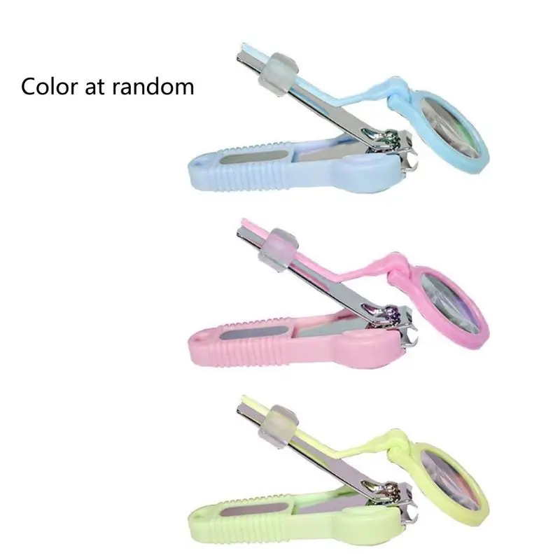 1 Pcs Baby Nail Clippers with Magnifying Glass Pocket Finger Toe Nail Clipper Cutter Trimmer Manicure Tool Kids Nail Care - Цвет: Random color 1 Piece