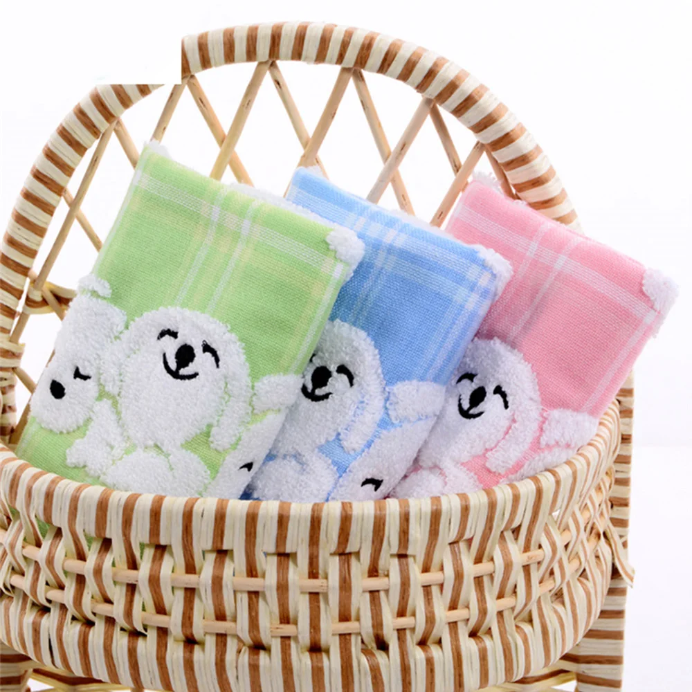 Baby Cotton Soft Hand Towel 30*30cm Home Cleaning Face For Baby Towel Infant Cartoon Dog Handkerchief Towels
