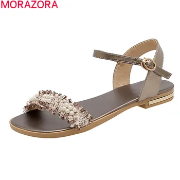 

MORAZORA 2020 big size 33-46 summer women flats comfortable flat heel round toe ladies sandals fashion buckle casual shoes