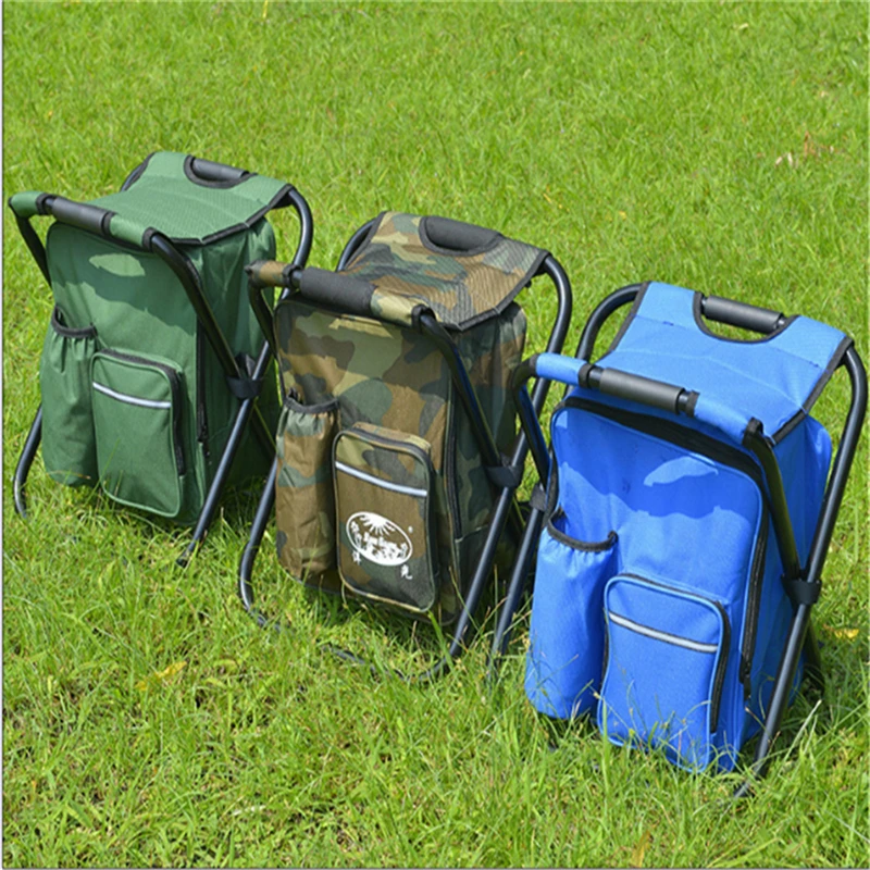 Outdoor Folding Chair Camping Fishing Chair Stool Portable Backpack Cooler Insulated Picnic Tools Bag Hiking Seat Table Bag 1