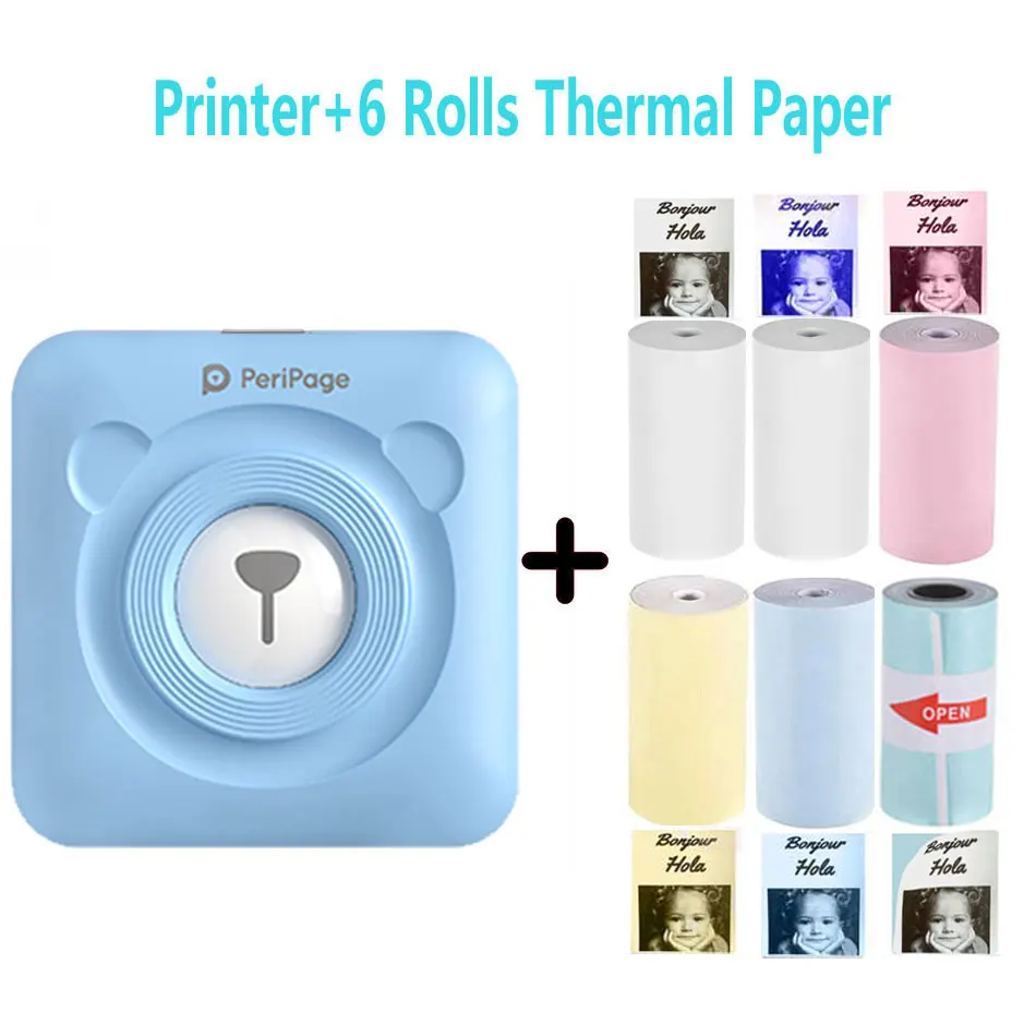 PeriPage Portable Thermal Bluetooth Printer Mini Photo Pictures Printer For Mobile Android IOS Phone 58mm Pocket Machine 