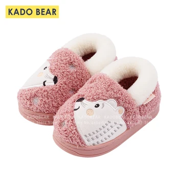 

Kids Indoor Fur Plush Cartoon Bear Slipper Toddler Boy Baby Girl Home Winter Flats Shoes Slides Children Cute Bedroom Flip Flops