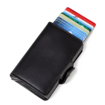 

2019 New Double Business Credit Card Holder Wallet Unisex Metal Blocking RFID Wallet ID Card Case Aluminium Travel Purse