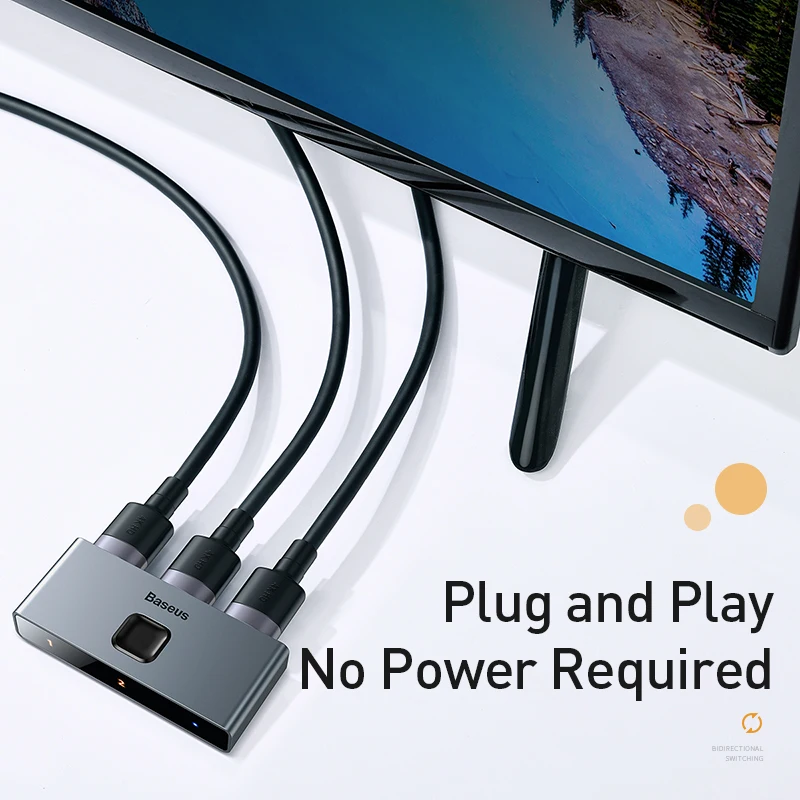 Baseus-4KHD ó, 2  1,  4K HD ġ,  , й, , PS4 TV ڽ, PC, hdmi, ȣȯ ó