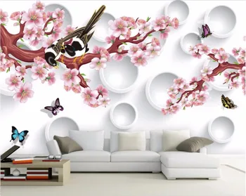 

CJSIR Custom photo wall murals wall stickers dream peach plum 3D TV backdrop wall papel de parede wallpaper for walls Decors