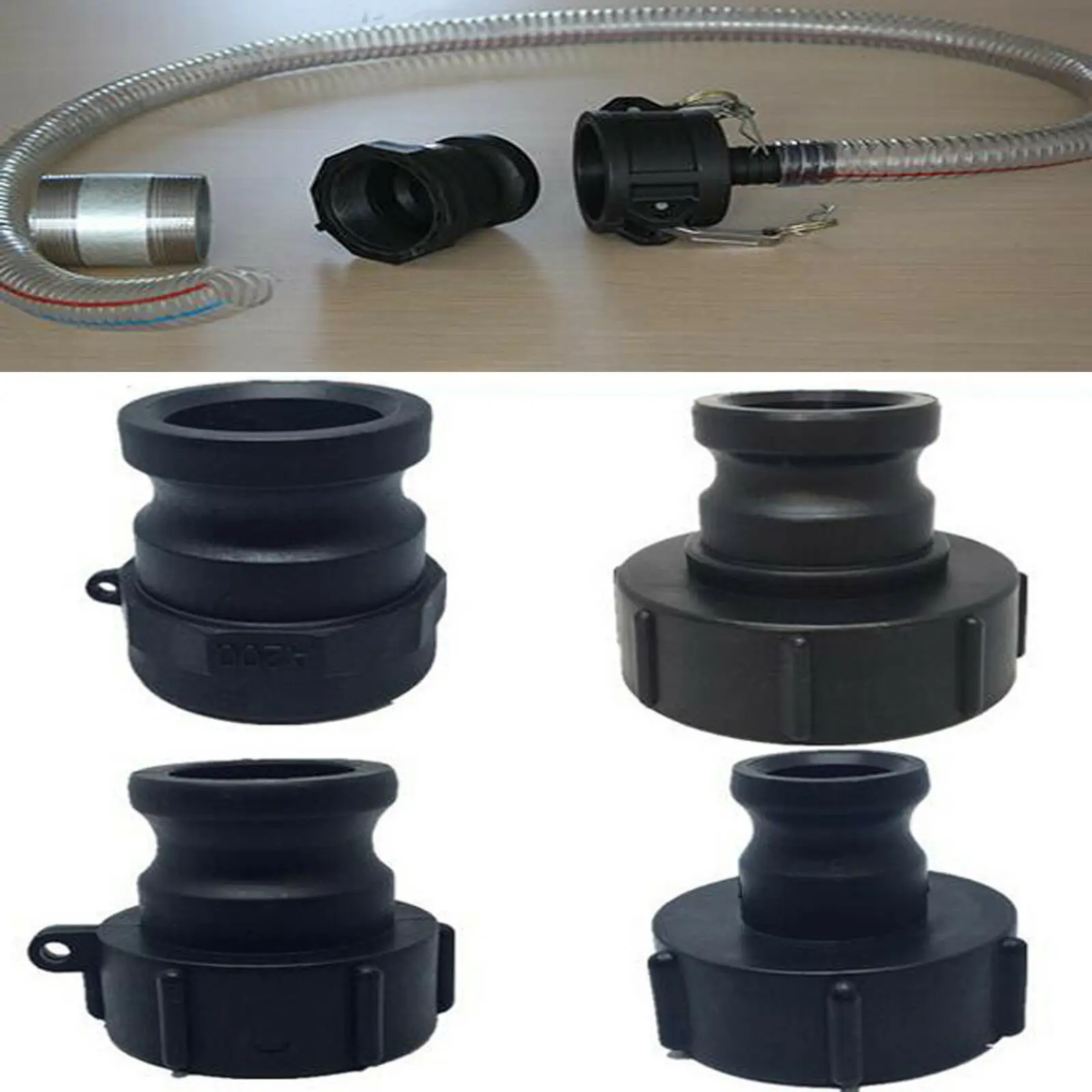 4" Type E Aluminum Male Camlock Adapter X Hose Shank - Foto 4