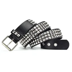 Designer Square Beads Rivet Belt for Women Fashion Metal Belt Pyramid Belt Luxury Belt Brand Punk Rock Jeans Belts for Dress