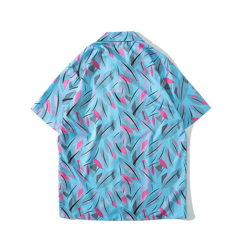 Men Shirt Short Sleeve 2021 New Arrival Summer Cartoons Loose Geometric Patterns Male Shirt Thin Student Korean Style S77