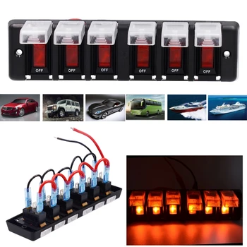 

2020 New 6 Gang 16A Power Switch Panel Red Led Indicator Waterproof Circuit Breaker for Car Boat SUV RV Replacement Accessories