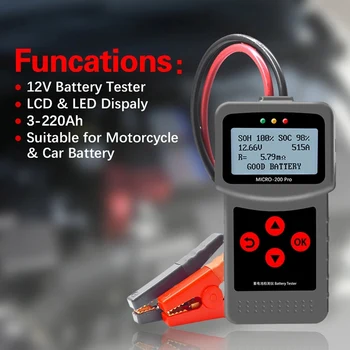 

MICRO-200PRO 12V 24V Capacity Digital Car Load Discharge System Analyzer Truck Motorcycle Automotivo Auto Battery Tester