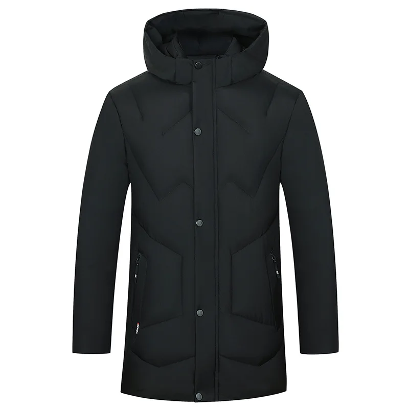 Новая зимняя мужская куртка, утолщенная, теплая, повседневная, много карманов, съемный капюшон, длинное пальто, мужские парки высокого качества