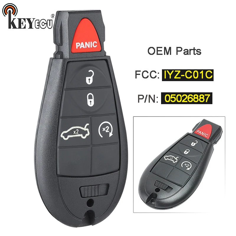 KEYECU FCC ID: IYZ C01C P/N: 05026887 OEM запчасти 4 + 1 5 Кнопка Smart Remote Key Fobik Fob для Dodge Charger Challenger