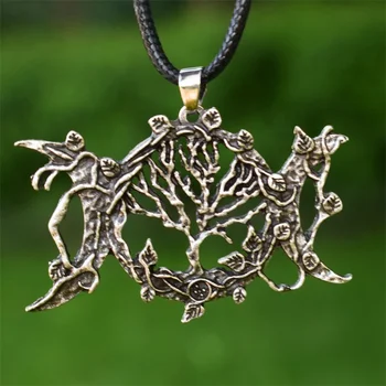 

12pcs Wicca triple moon necklace with tree of life