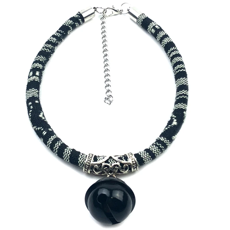 black Ошейник-колокол, ошейник для котенка, кошки, ожерелье для домашних животных, товары для домашних животных, ошейник для щенка, индивидуальный воротник, регулируемый - Цвет: black
