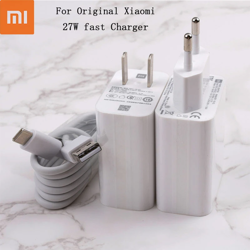 Xiaomi fast charger QC4.0 27W Fast charge Adapter Type c cable for Mi 9 10 9t Poco F2 Pro X3 X2 Redmi note 7 8 9 9s k20 k30 pro Fast charge 18w