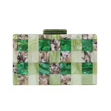 Модная женская разноцветная Лоскутная зеленая акриловая вечерняя сумочка, модные вечерние сумки на свадьбу, вечерняя сумочка, Сумочка bolsas feminina