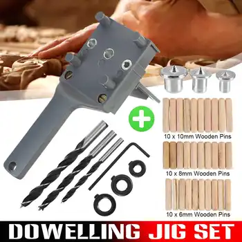 

Woodworking Doweling Jig ABS Plastic Handheld Pocket Hole Jig System 6/8/10mm Drill Bit Hole Puncher For Carpentry Dowel Joints