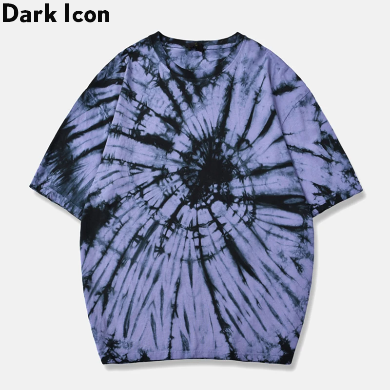 

Dark Icon Paisley Tie Dyeing Street Tshirts Men 2020 Summer Crew Neck Hipster T-shirt Cotton Tee Shirts