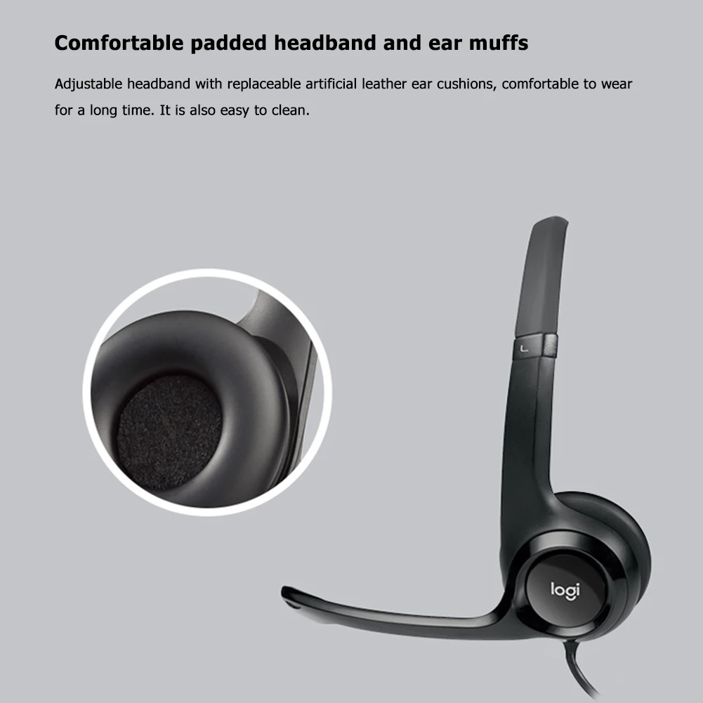 Logitech H390 стерео наушники USB Проводная компьютерная гарнитура с шумоподавлением