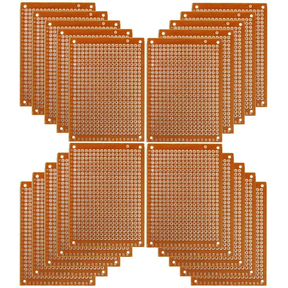 20pcs 7x9 7*9cm Single Side Prototype PCB Breadboard Universal Board Experimental Bakelite Copper Plate Circuirt Board Yellow 2 2cm single side spray tin 1 6 thick 2 54 pitch universal board universal circuit board hole board experimental practice board