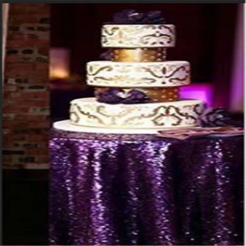 Блестящая круглая скатерть с блестками блестящая скатерть для свадебной вечеринки скатерти на банкетный стол большая блестящая скатерть - Color: Purple