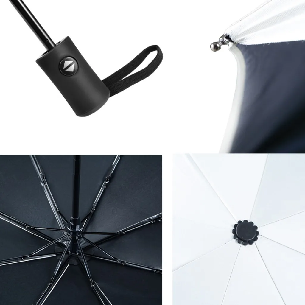 Складной обратный Зонт от дождя для женщин и мужчин, Большой ветрозащитный зонт от солнца с черным покрытием, подарки, автоматический деловой автомобиль, Paraguas