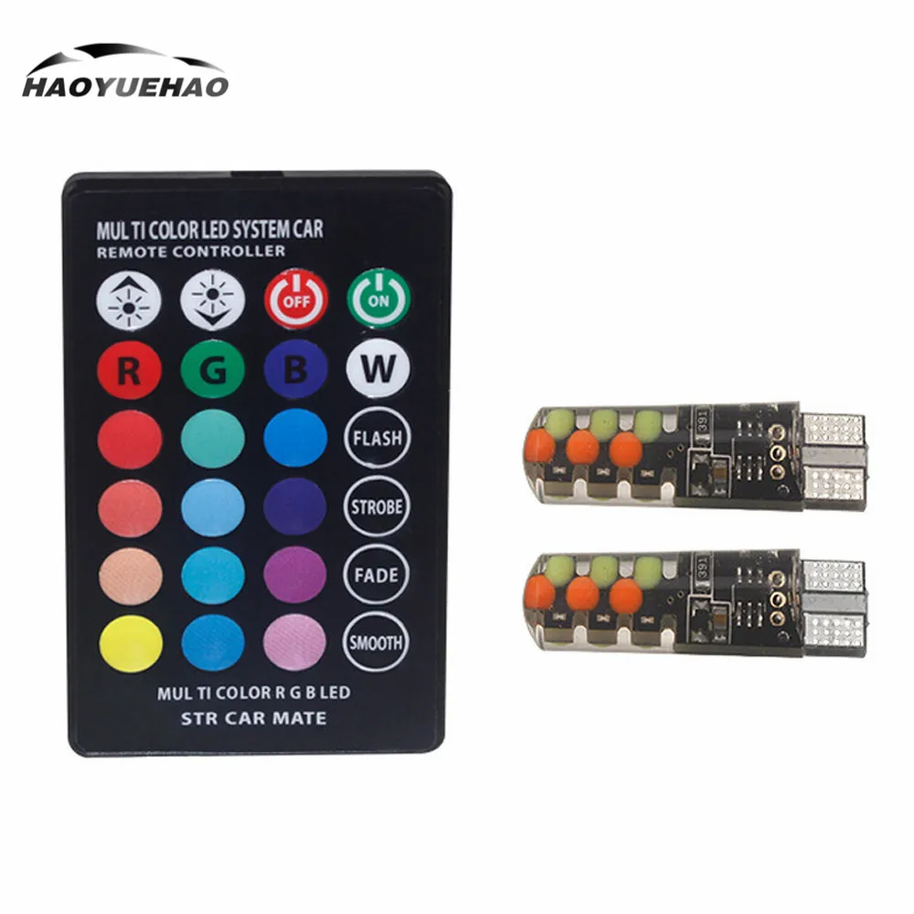 

Haoyuehao RGB Colorful Silicone Lamp Small Lamp T10 COB Led Flashing Display Width Lamp With Remote Control License Plate Light