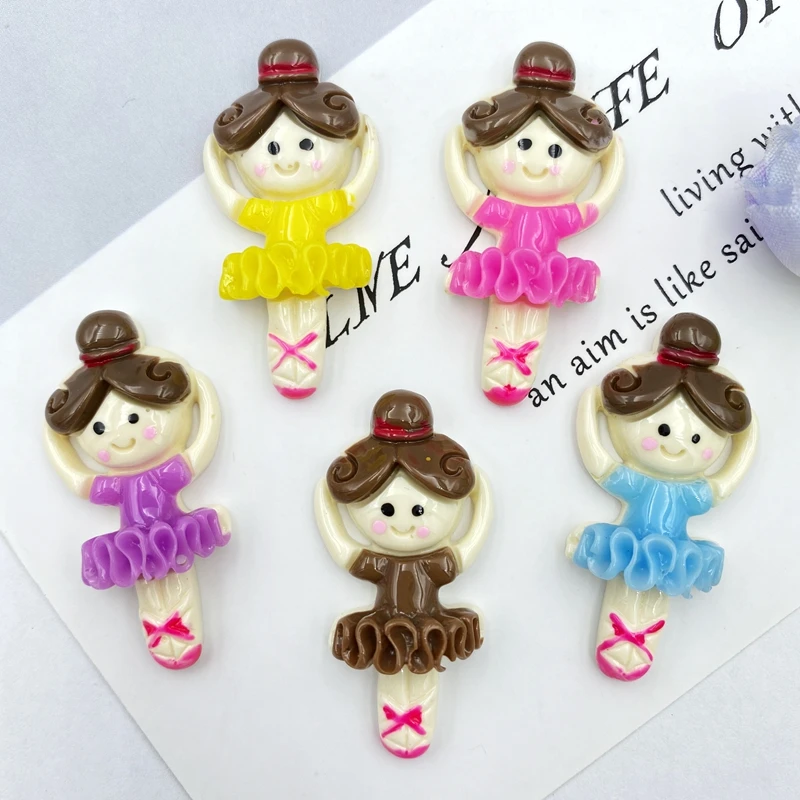 

10pcs kawaii resin dancing girl Flat back Cabochons for DIY Hair Bow Center Scrapbooking Embellishments Phone Decoration C02