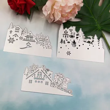 

3pcs High Carbon Steel Decorative Portable Gift Stencil Frame Handmade Cutting Die Silver Christmas Card Craft Scrapbooking DIY
