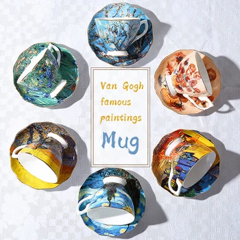 

Van Gogh Star Coffee Cup And Saucer Set Household Ceramic Utensils Bone China English Afternoon Tea Cup Tea Set With Spoon
