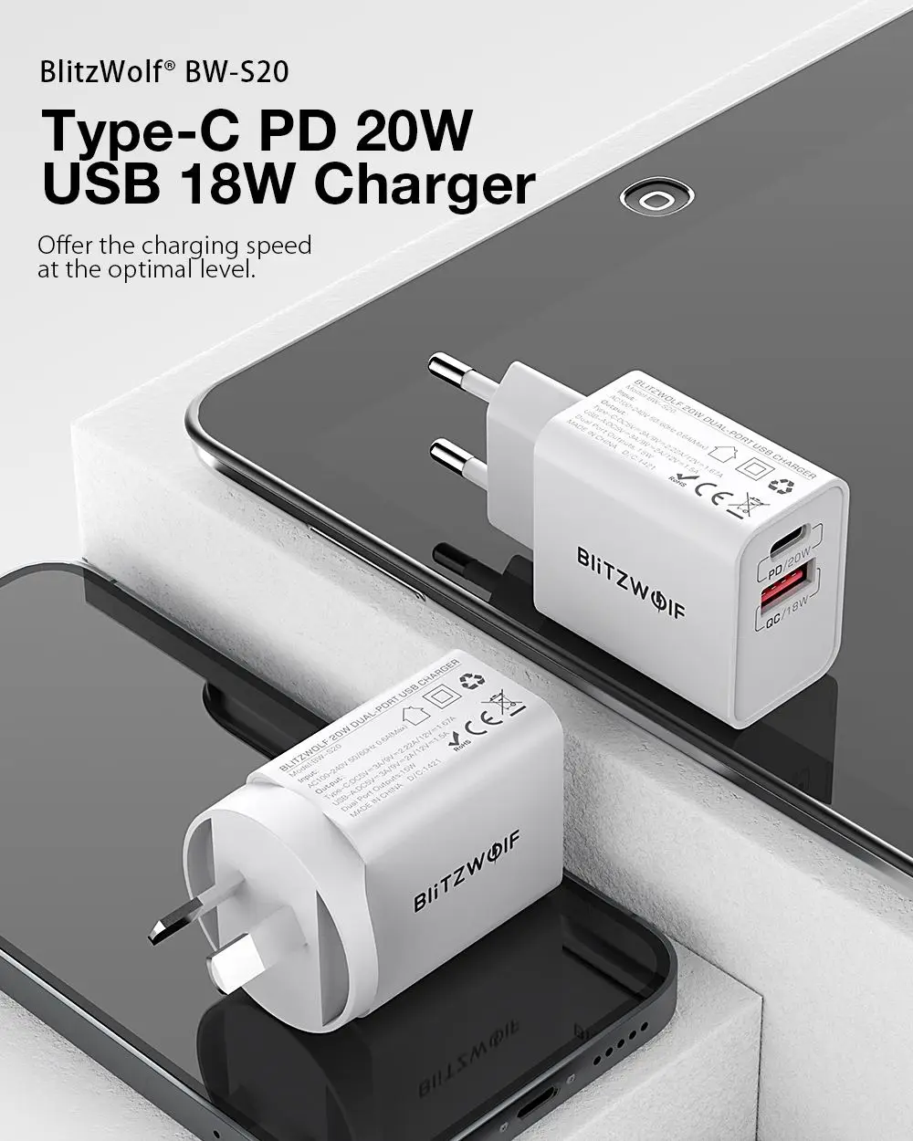 BlitzWolf BW-S20 20W USB Quick Charger 5