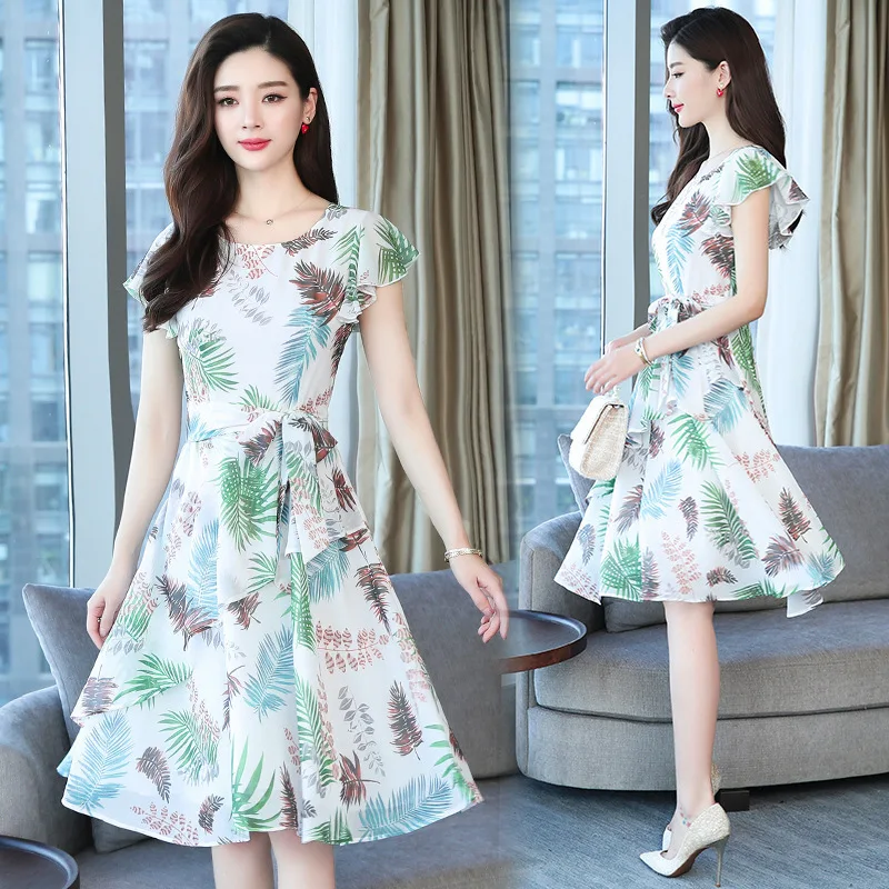 

Dress Women's 2019 Summer New Style Popular Kuotaitai Slimming Elegant Large Size Hipster Fat Mm Skirt
