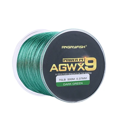 Angryfish 9 Strands Weaves Braided 500M/547YD Fishing Line Super Strong PE Line 15LB-70LB Braided Fishing Thread Green