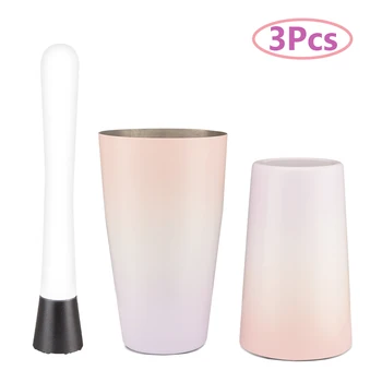 

3Pcs Cocktail Shaker Set, Pink Bar Tools For Girls Bartenders
