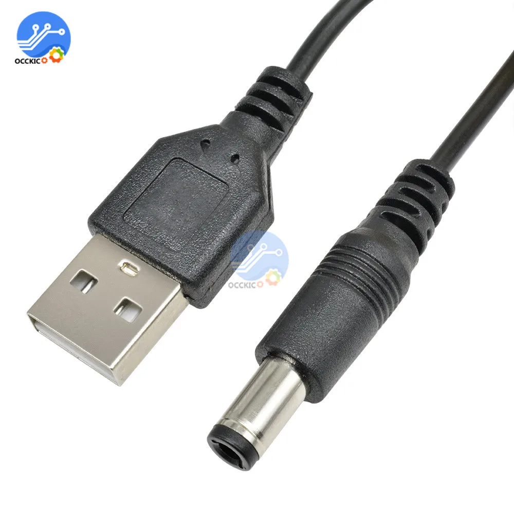 USB 2,0 к DC 5,5 мм X 2,1 мм 5,5X2,1 1,5 м USB к кабель линии электропередач MCU разъем питания