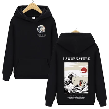 

Harajuku Japanese Embroidery Funny Cat Wave Printed Fleece Hoodies 2019 Winter Japan Style Hip Hop Casual Sweatshirts Streetwear