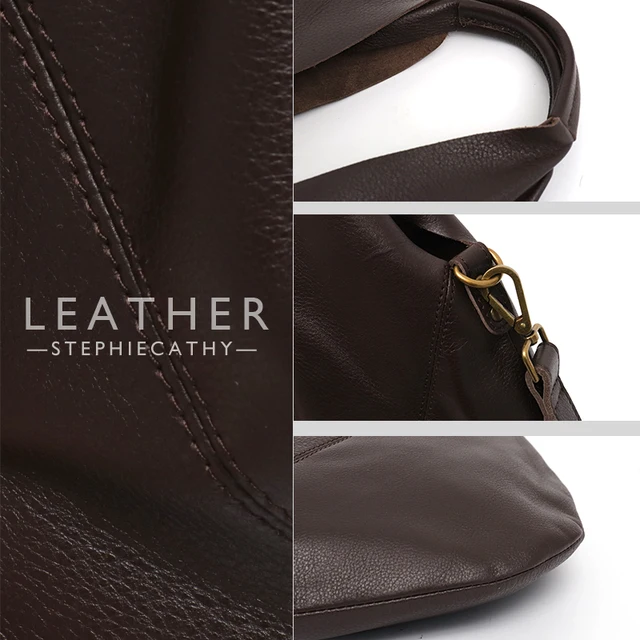 SC Women Luxury Genuine Leather Shoulder Bag 2020 Ladies Real Leather Casual Bucket Large Handbags Vintage Hobo Female Crossbody 2