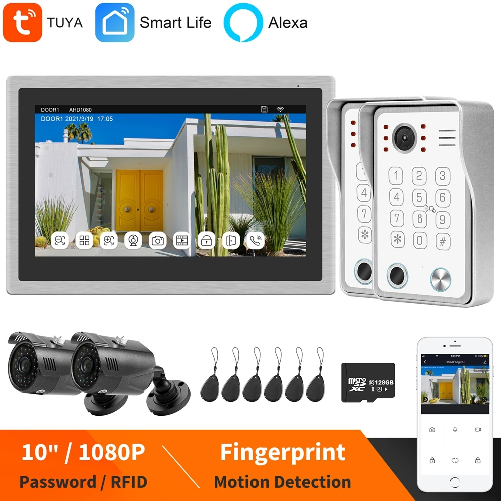 Homefong Wifi Video Door Phone For Villa,works Alexa,10 Inch Touch
