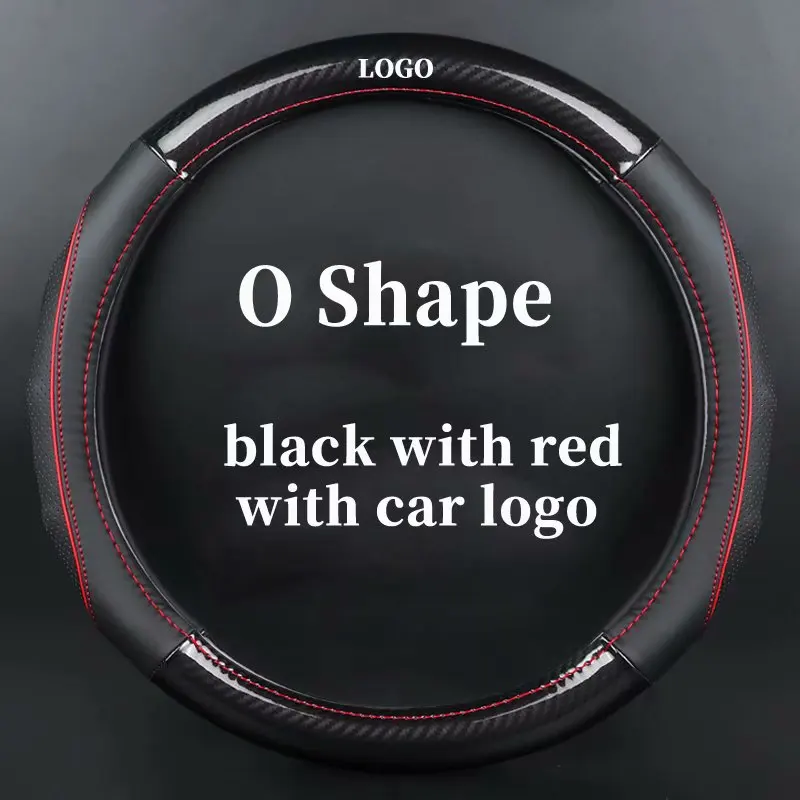 Чехлы на руль из натуральной кожи для Renault Clio Kadjar kapptur Koleos Scenic Espace Fluence Megane Laguna Talisman Captur - Название цвета: O-red with logo