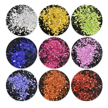 

50g/Bag Nail Glitter Powder Dust Flakies Gold Silver Super Shining Paillette Laser Moon Star Nail Art Manicure Decor Sequins DP9