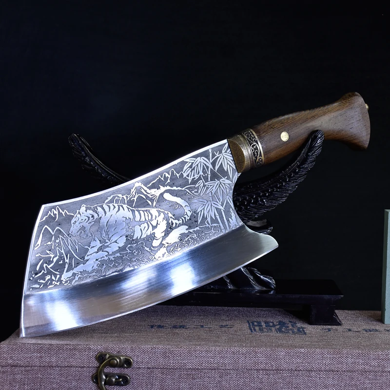 

Kitchen Knife Chinese Cleaver Knife Handmade 7CR17 Forged Stainless Steel Full Tang Chef Butcher Chopper Meat Santoku Tool