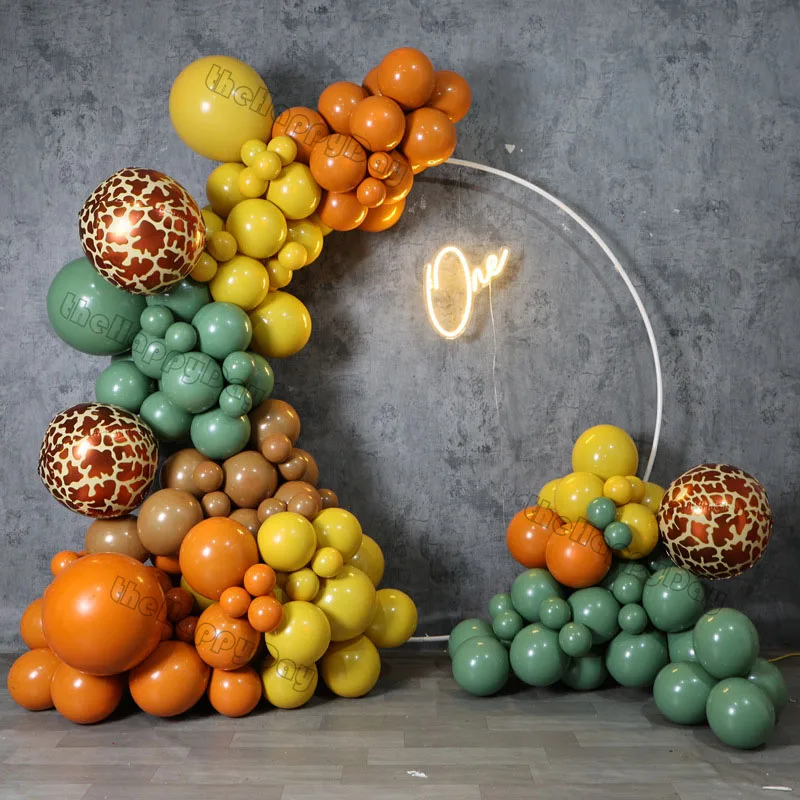 

Jungle Decoration Balloon Arch Sage Green Balloons Garland Animal stripe Foil Balloons Birthday Balloon First Baby Shower Party