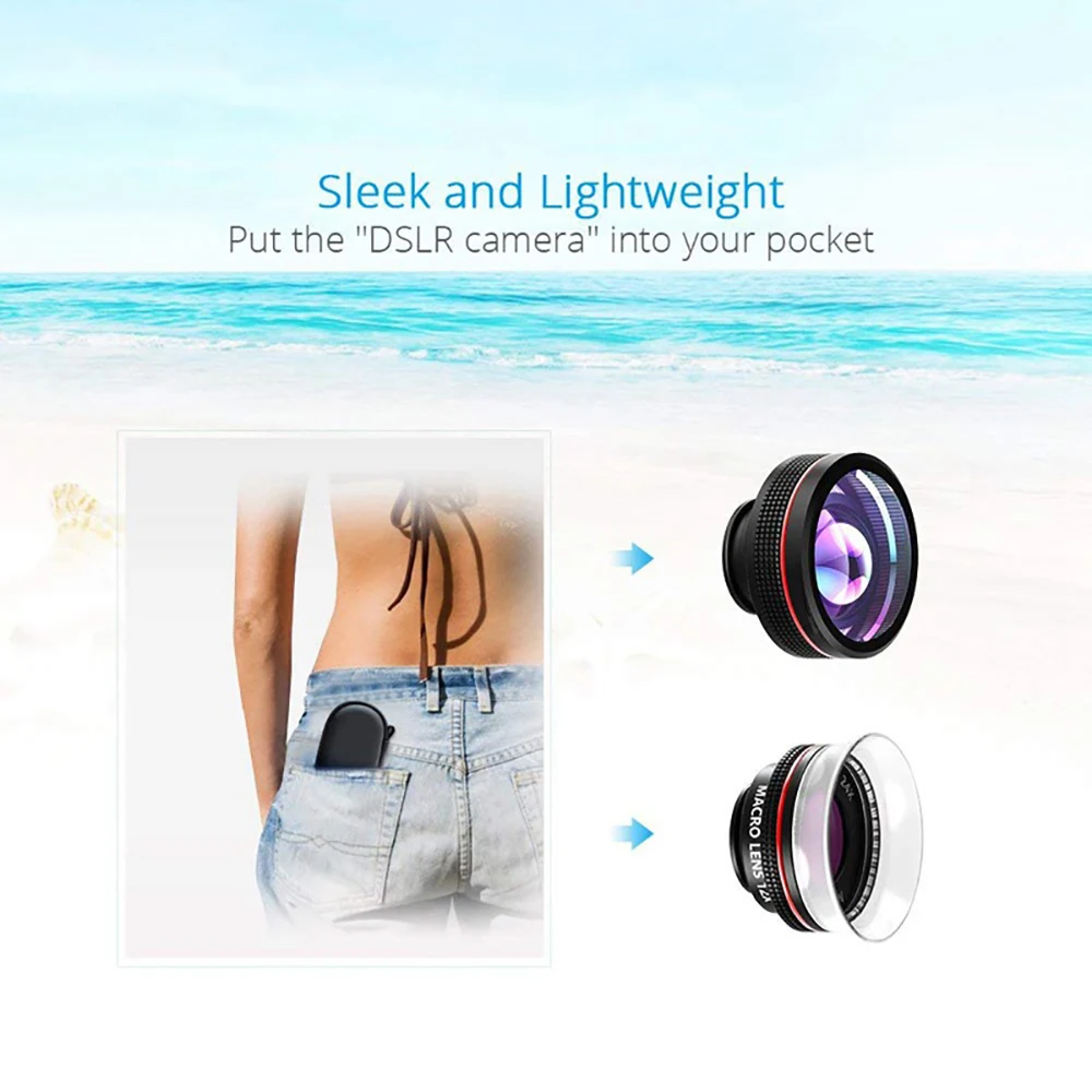 Mpow PA065 Phone Lens 3 in 1 Clip On Phone Camera Lenses Kit 24X Super Macro Lens 180 Degree Fisheye Lens For Iphone 8 7 6 Plus (5)