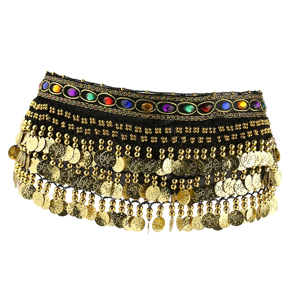 Ladies Girls' Belly Dance Belt Hip Scarf with Gold Coins Dangle