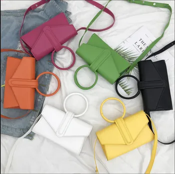 

2019 New Lady Messenger Bag Trendy Hong Kong Style Simple Candy Color Bag Wild Women Pure Color Messenger Bag
