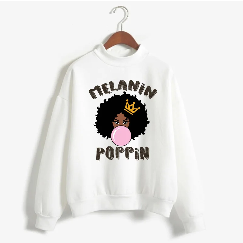 Пуловер Melanin Poppin с графическим принтом для женщин Белый свитшот длинным рукавом