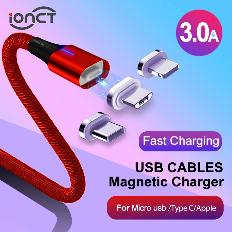 IONCT 3A Магнитный кабель Micro Usb type C QC 3,0 Быстрая Зарядка телефона Microusb type-C магнитное зарядное устройство usb c для iphone Android