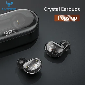 

LYMOC X7 Crystal Earphones Bluetooth 5.0 Headsets Latest Pops-Up Open Box Connect Wireless Earbuds Touch Control Bass Headphones