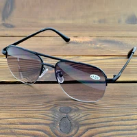 Oversized Gradient Gray Lens Anti-sunlight Indoor N Outdoor See Near N Far Progressive Multi-focus Reading Sunglasses +0.75 To+4 2